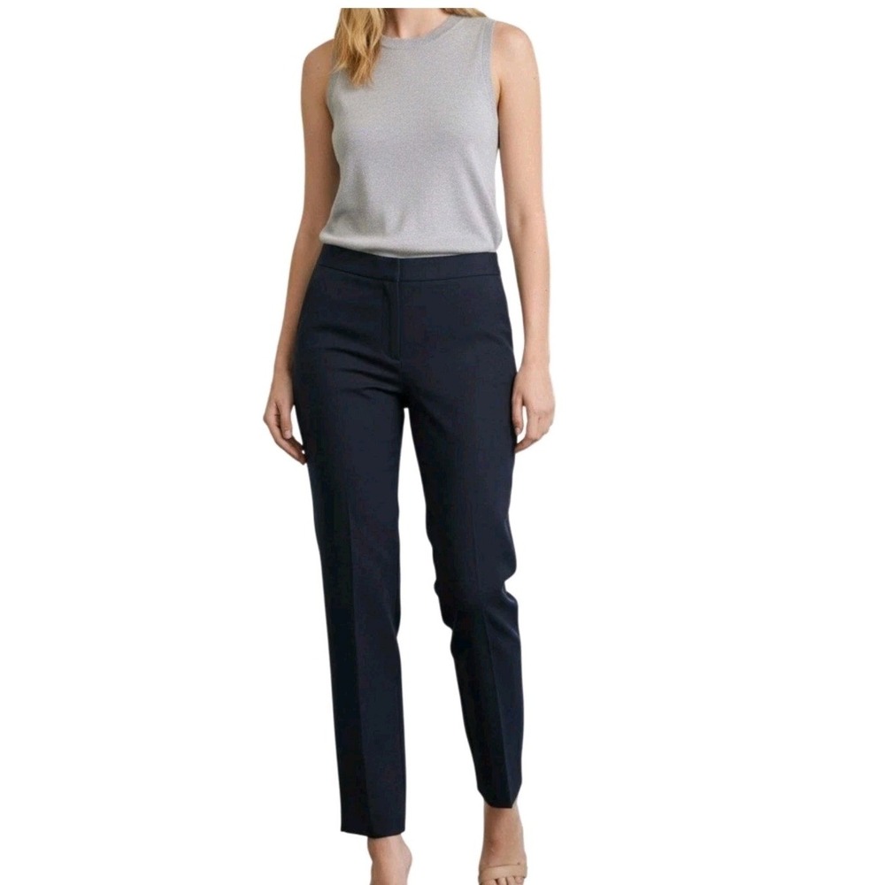 J.Crew Martie Slim Cropped Pant Navy Blue Side Zip B8521 Womens 4 Career